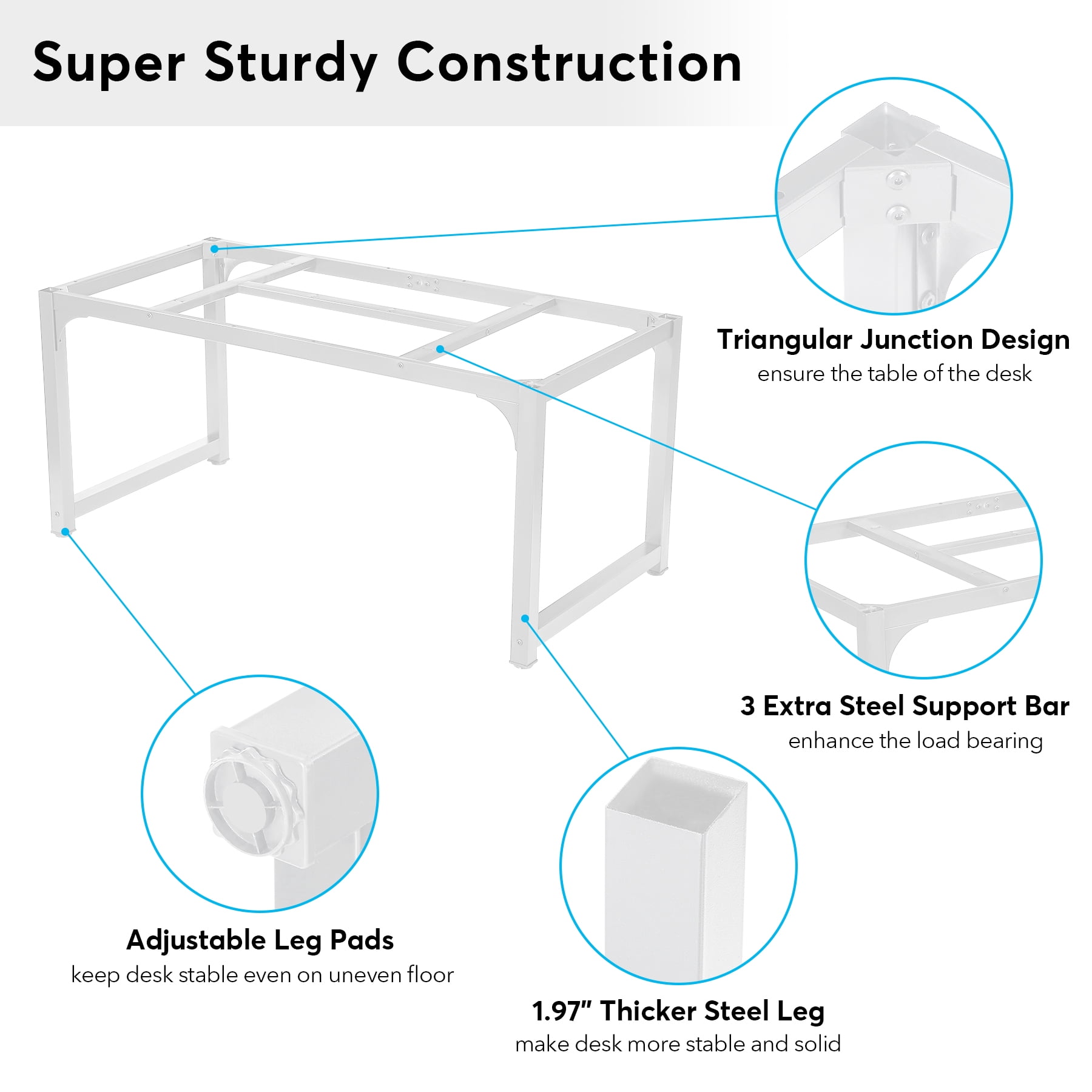 Tribesigns 78.7 Inch Large Computer Table, Modern Sturdy Writing Desk for Home Office, White