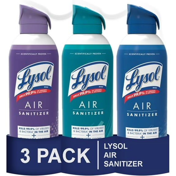 Lysol Air Sanitizer Spray, For Air Sanitization and Odor Elimination, White Linen, Simple Fresh, Light Breeze 10 Fl. Oz (Pack of 3)