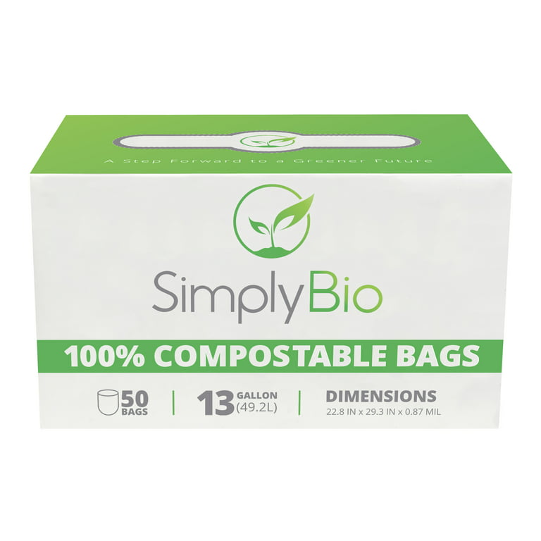 Buy Compostable Certified Tall Kitchen Trash Bags (13 Gallon x 50