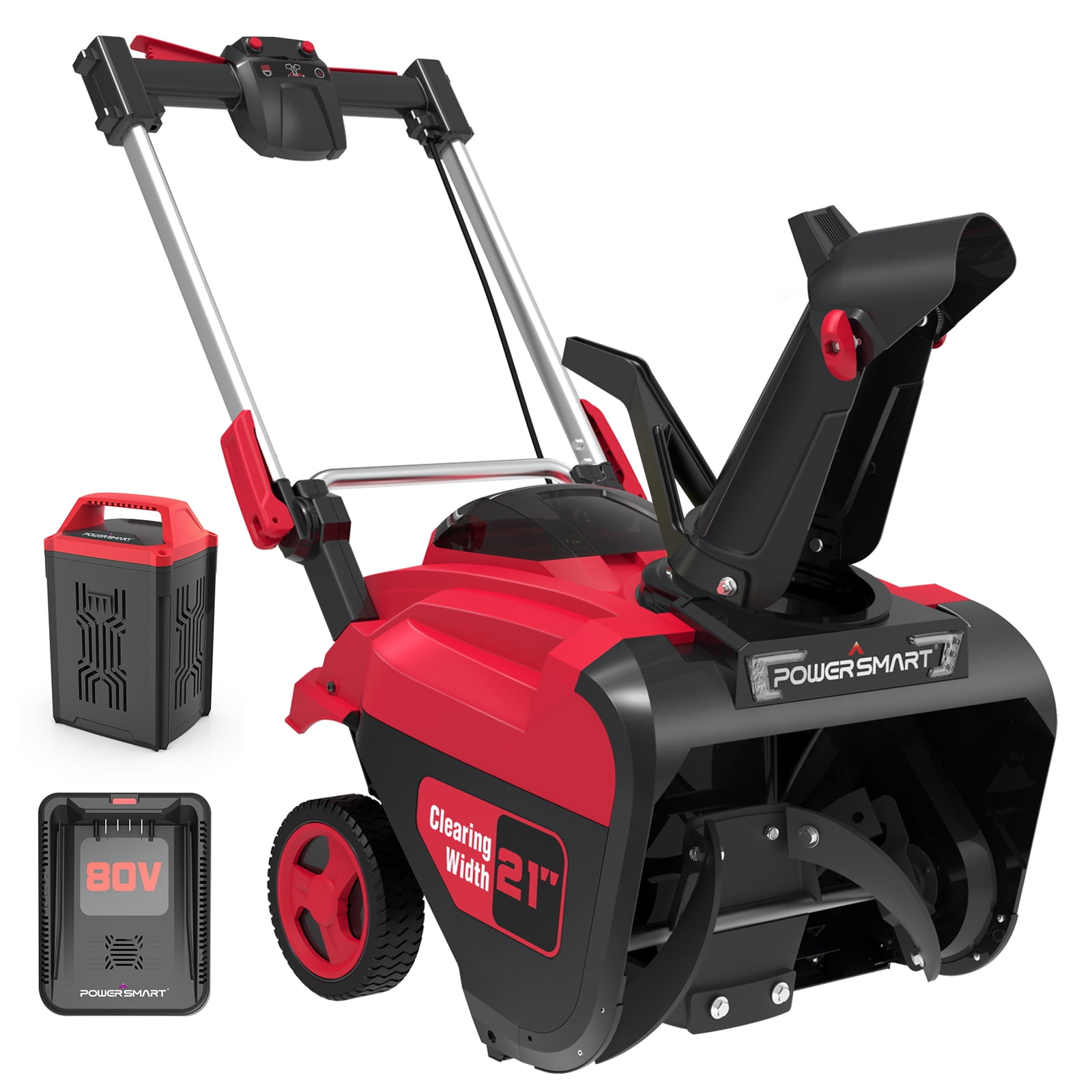 PowerSmart 21" 80V 6.0Ah Battery Powered Cordless Electric Snow Blower