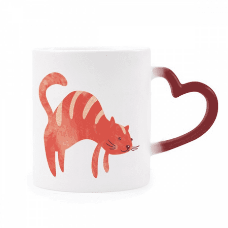 

Red Sling Fat Cat Animal Watercolor Heat Sensitive Mug Red Color Changing Stoneware Cup