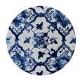 thumbnail image 2 of Nawypu Blue Tile Print Indoor/Outdoor Fabric Elastic Table Cover - Delft Blue Medallion Design Soil Resistant, Water Repellent Fabric Elastic Table Cover, Round，Multi-Size, 2 of 7
