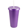 thumbnail image 1 of Vasos de plástico Atmos Homeware con tapa y popote 24 Oz Paquete de 50 color Morado, 1 of 6