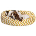 thumbnail image 1 of 32 Inch Yellow Chevron Sherpa Bagel Dog Bed, 1 of 1