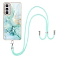 thumbnail image 2 of Allytech Moto Edge 20 Case, Luxury Marble Pattern Rubber TPU Shoulder Strap Lanyard Drop Protection Anti-scratch Shock-absorbing Back Cover Case for Motorola Moto Edge 20, Green, 2 of 4