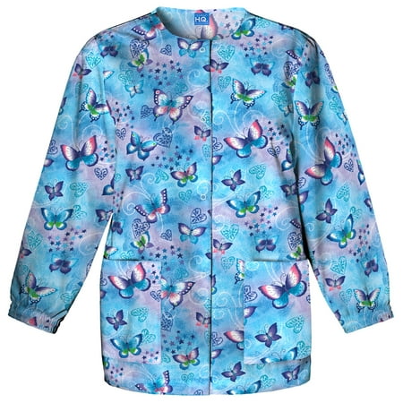 

Cherokee Workwear Prints Women s Scrubs Jacket Snap Front Warm Up 4350
