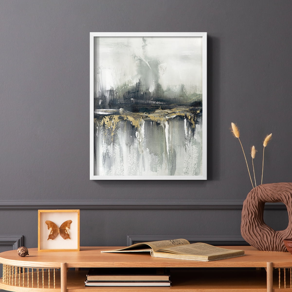 Indyscape and Gold in White Solid Wood 8 x 10 Framed Print