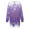 thumbnail image 5 of Women Christmas Outfit Stylish Women's Festive Knit Sweater Dress with Round Neck and Long Sleeve Comfortable Loose Fit Daily Wear Purple XL, 5 of 5