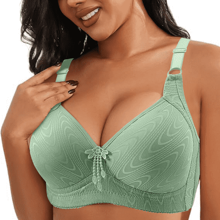 Fulorrnie Bras for Women Supportive Wirefree Lift Comfort Seamless Bralette Front Closure Balconette Bra Green 44