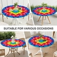thumbnail image 7 of Colorful Tie Dye Mandala Pattern Round Fitted Tablecloth with Elastic Edge,Dining Table Cover Waterproof,Outdoor Round Tablecloth for Camping,Dining,Indoor and Outdoor, 7 of 7