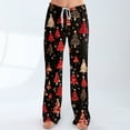 thumbnail image 5 of Women's Fashion Loose Casual Christmas Snowman Print Pants with Drawstring Elastic Waist, Comfortable Sleepwear and Loungewear Trousers for Home,Vermilion,XL, 5 of 7