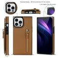 thumbnail image 2 of Wallet Case for iPhone 14 Pro Max, PU Leather Magnetic Crossbody Shockproof Protective Phone Case with Kickstand Zipper Shoulder Strap Back Card Slots Holder Cover for iPhone 14 Pro Max,Brown, 2 of 21
