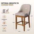 thumbnail image 3 of Set of 2 Upholstered Counter Height Bar Stools in Sleek Faux Leather with Solid Rubberwood Legs for Kitchen Island, 3 of 9