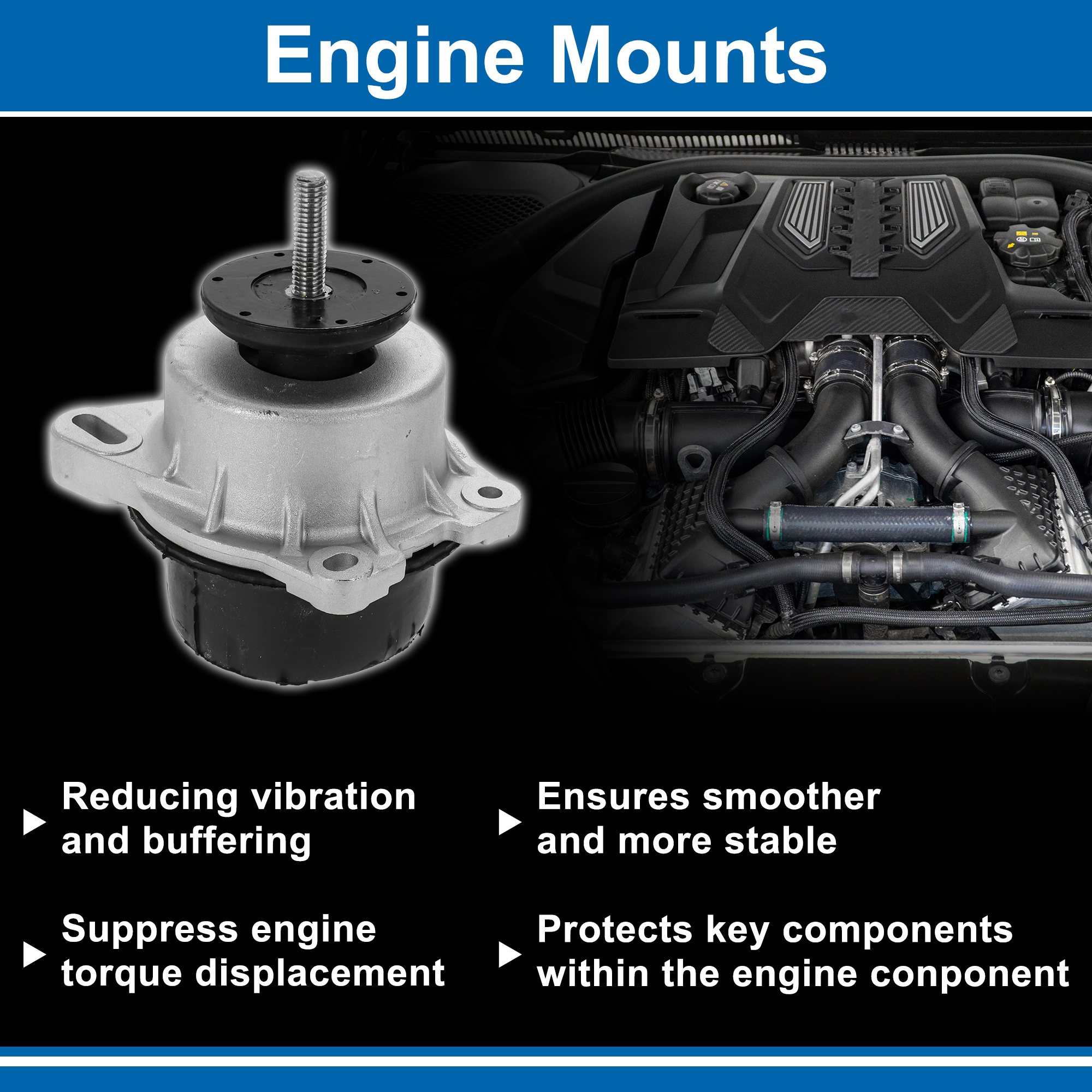 Unique Bargains 2 Pcs No.A5758/3318/EM4210/CK4Z6096B Engine Motor Mount for FORD TRANSIT 150 2015-2023 Engine Mounts Front