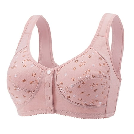 Outfmvch Bras For Women Bralettes For Women Wireless Bra Women S Plus-Size Printed Front Button Vest Comfort Bra Underwear Comfortable Removable Padded Bralette Pink 95B