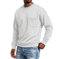 thumbnail image 5 of Men's Crewneck Sweatshirt Solid Color Pullover Top with Chest Pocket Relaxed Fit Casual Fall Sweatshirts, 5 of 6