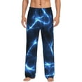 thumbnail image 2 of Picia Blue Lightning Mens Soft Woven Cotton Elastic Waistband Sleep Pajama Pant Lounge Sleep Pant With Pockets And Drawstring-Small, 2 of 9