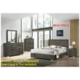 thumbnail image 6 of King Size Bed Frame Grey - Contemporary Platform Bed with Lines Headboard - Wooden King Bed - 1pc Bedroom Furniture Box Spring Not Required, 6 of 7