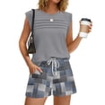 thumbnail image 2 of Two Piece Sets for Women Trendy Short Sets Beach Vacation Clothes Airport Travel Cruise Summer Outfits Gray M, 2 of 6