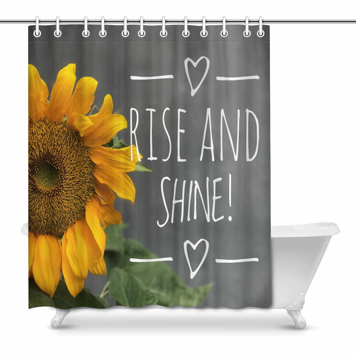 Details about   Sunflowers Inspirational Words Cartoon Style Shower Curtain Set Bathroom Decor 