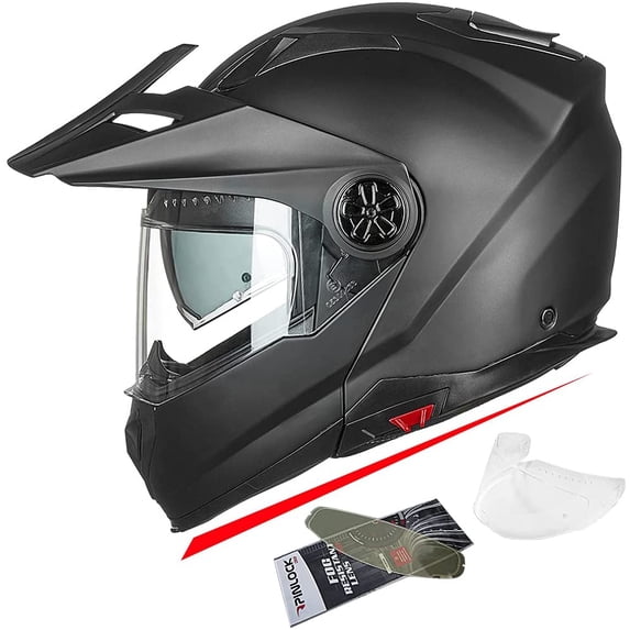 ILM Offroad ATV Helmet Full Face Modular Motorcycle Dirtbike Helmet Anti Fog Pinlock Visor for Men Women DOT (Matte Black, XL)