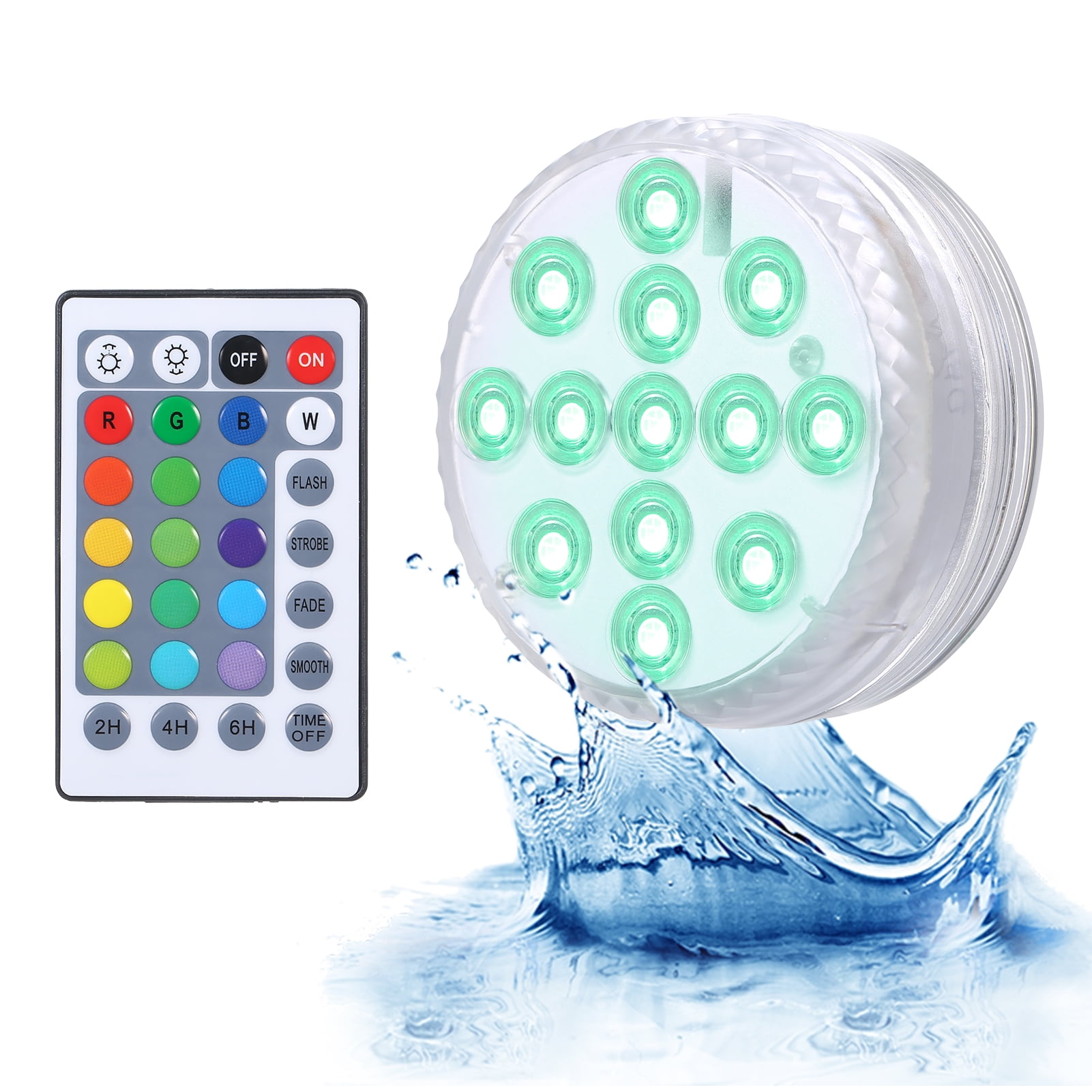 Submersible Pool Light with IR Remote Dimmable 13pcs RGBW LEDs Pond Fountain Lamp 16 Colors & 4