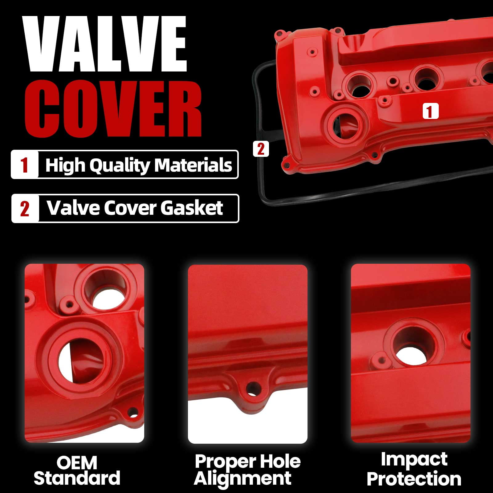 MITZONE Upgrade Aluminum Valve Cover Compatible with Toyota Camry Corolla Highlander RAV4 Solara Matrix Scion tC xB 2001-2015 2.4L 2AZ-FE