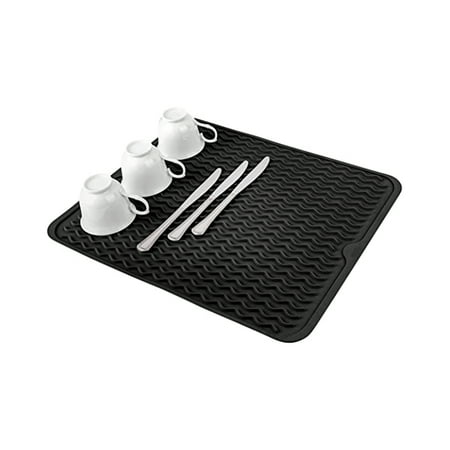 

PEACNNG Silicone Dish Drying Mat - Drain Hole Non-Slip Heat Resistant Foldable. Great for Dishes Kitchen Sink Counter Top Fridge Drawer Liner or Trivet for Hot Pots