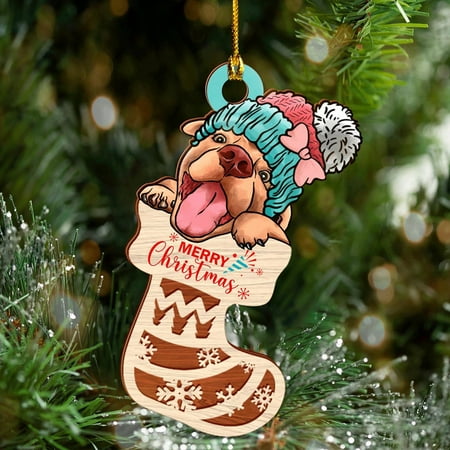 

Ovzne 3pcs 2023 Christmas New Pet Dog Wooden Pendant Christmas Decorative Articles Holiday Gift Hanging Ornaments