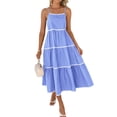 thumbnail image 1 of SUNSIOM Robe Longue d'Été à Bretelles Spaghetti pour Femmes Robe de Soirée Dos Nu à Rayures Ondulées pour Vacances Mode Urbaine, 1 of 8