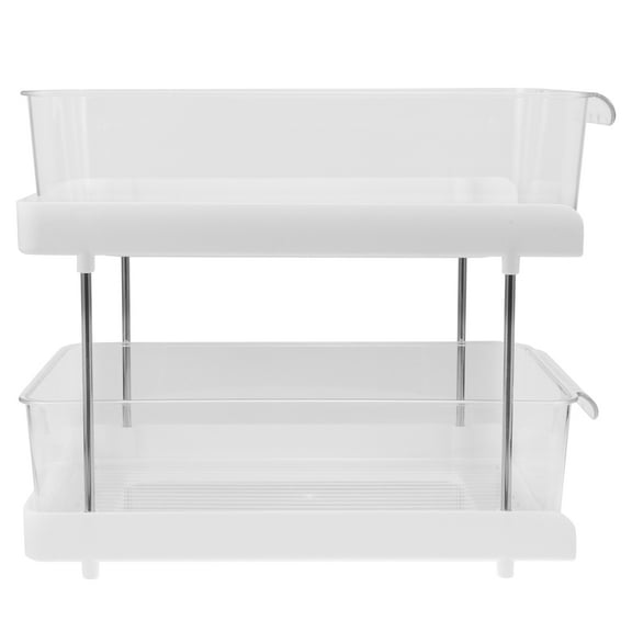 SEWCHICS Firm Stainless Steel 2-Tier Bathroom Storage Shelf, Transparent