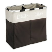 Whitmor Easycare Double Laundry Hamper Basket - Clothes Separator - Espresso - 12.5" x 24.75" x 21.5"