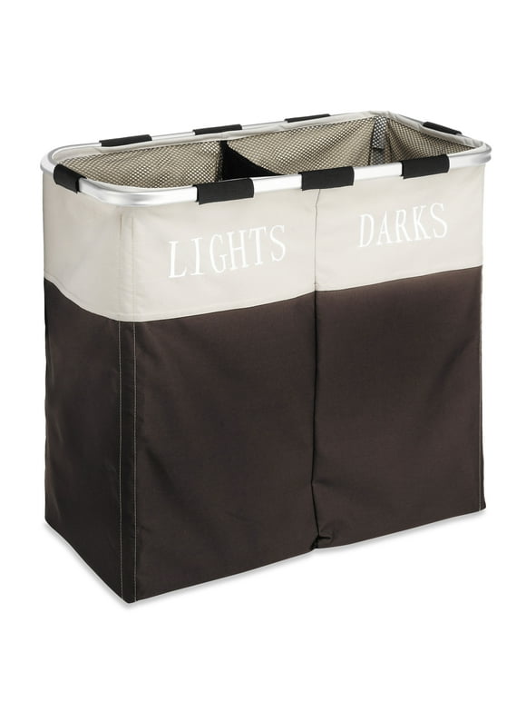 Whitmor Easycare Fabric Two Compartment Laundry Hamper, Espresso - for Adult Use