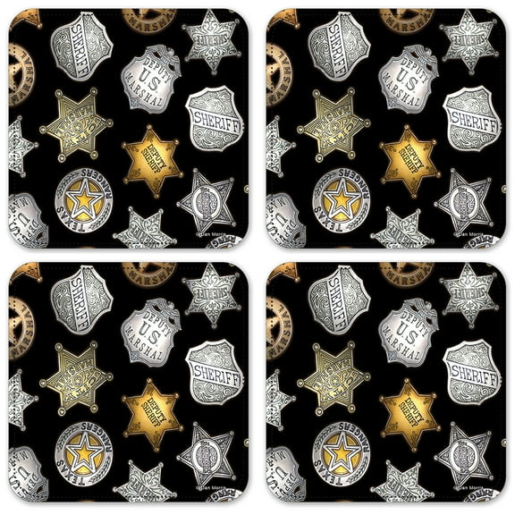 Vinyl Drink Coasters - Set of 4 - Badges (black) - Image by Dan Morris