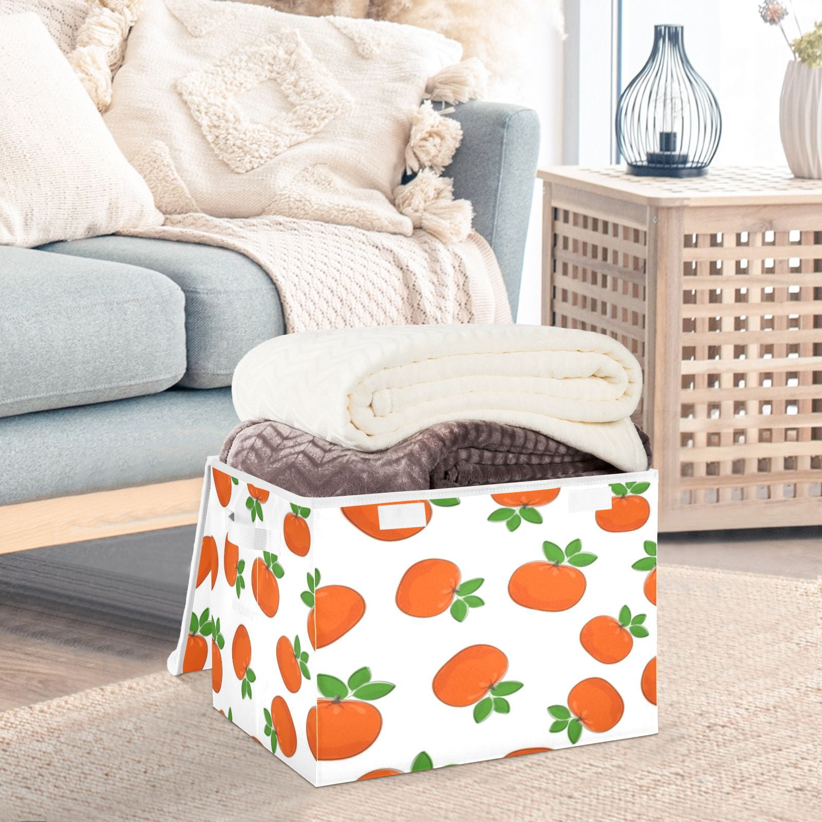 Orange fruit seamless pattern(2) Large Toy Box Chest Storage with Flip-Top Lid, Collapsible Storage Boxes Container Bins for Toys, Playroom Organizers