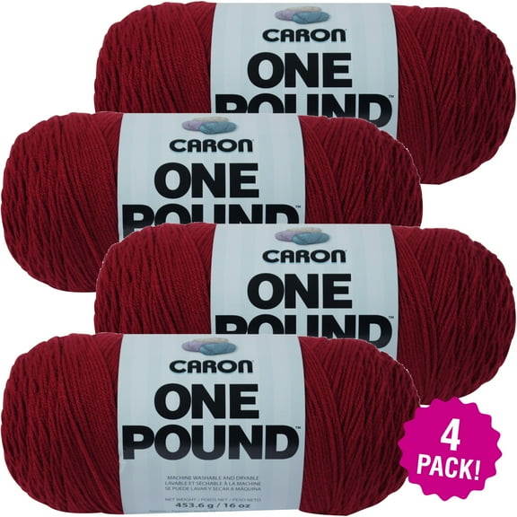 Caron One Pound Yarn - Claret, Multipack of 4