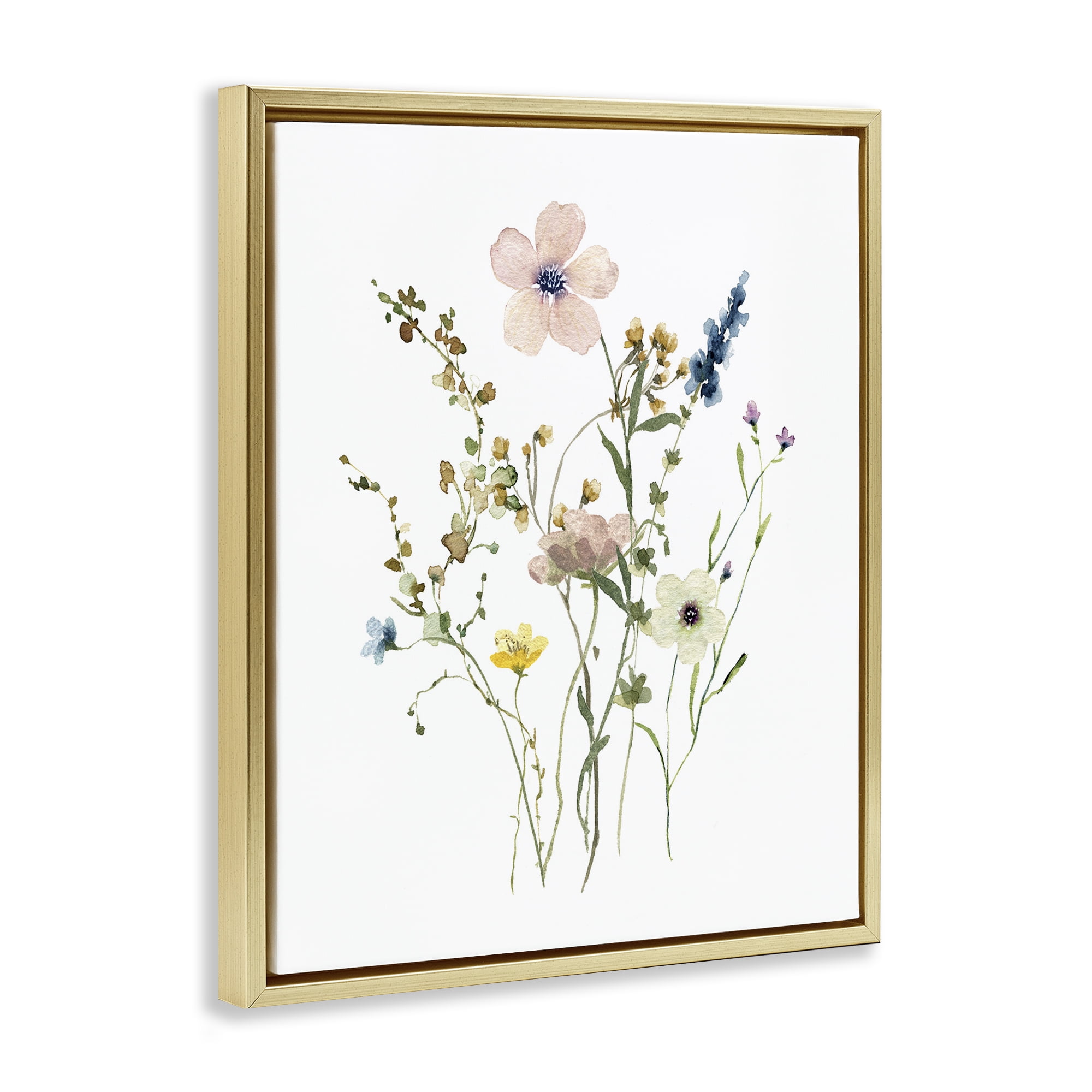 Stupell Industries Soft Forest Blooms Botanical & Floral Painting Gold Floater Framed Art Print Wall Art, 25 x 31