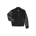 thumbnail image 3 of X RAY JEANS  Boy's Wool Varsity Bomber Jacket With Grainy PU Sleevees, Black/Black, L, 3 of 10