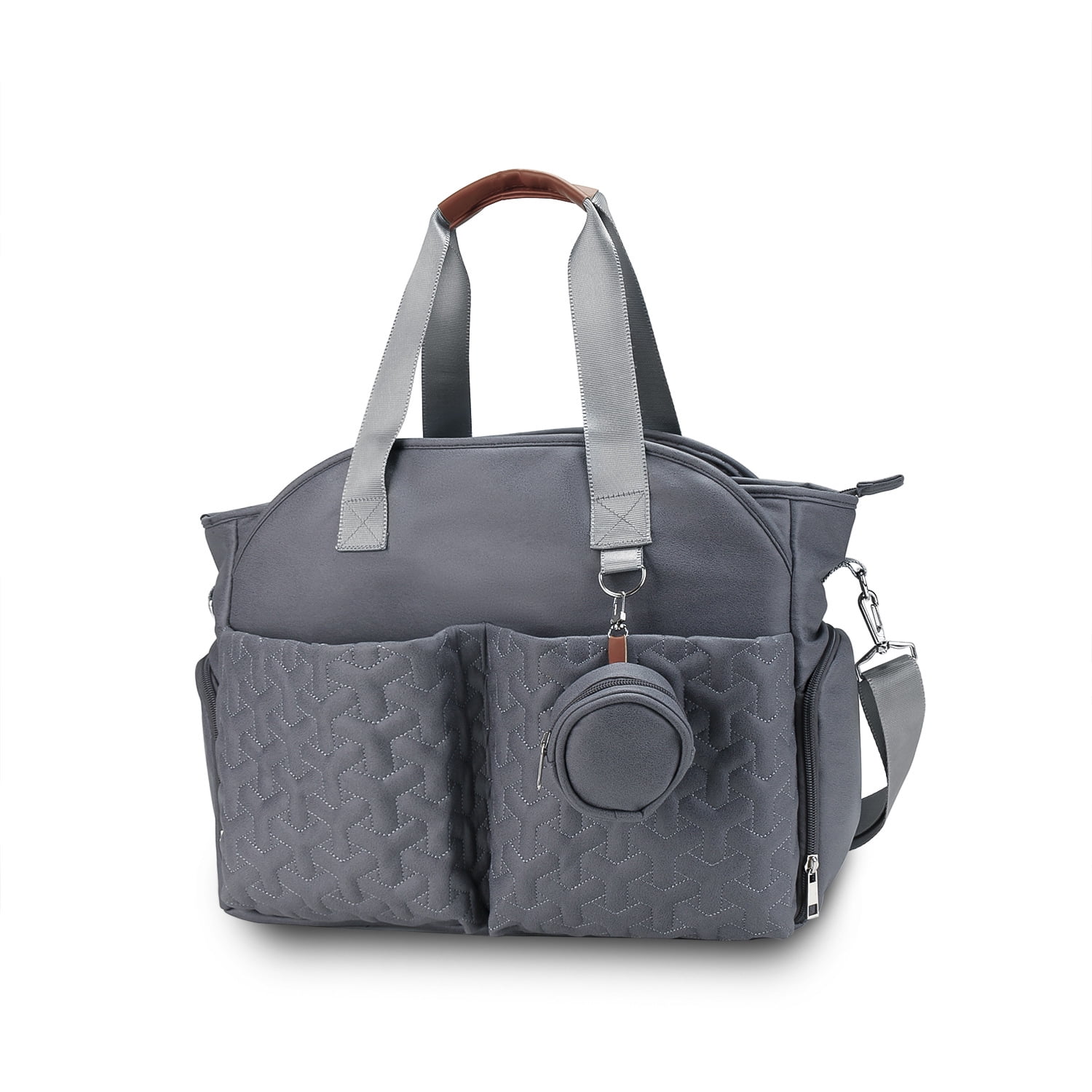 SPEKSEE Diaper Bag Tote with Pacifier Holder Case for Mom and Dad, Multi-Function Travel Diaper Bag with Adjustable Shoulder Strap and Insulated Pockets