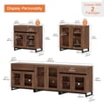 thumbnail image 5 of 3 In 1 Modern Dresser with Glass Doors, 2 Drawers and Adjustable Shelves, Metal Base Storage Chest, Multifunctional Closet Organizer Cabinet for Bedroom,Brown, 5 of 11