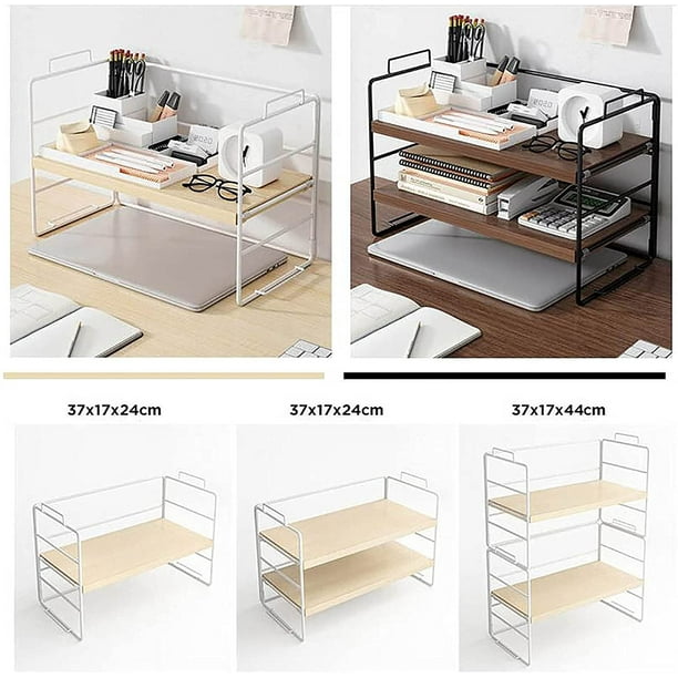 Wooden Desktop Bookshelf Adjustable Computer Desktop Organizer