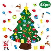 32PCS Felt Christmas Tree Toddlers - 3.1ft DIY Christmas Felt Tree for Kids Felt Christmas Tree for Toddlers