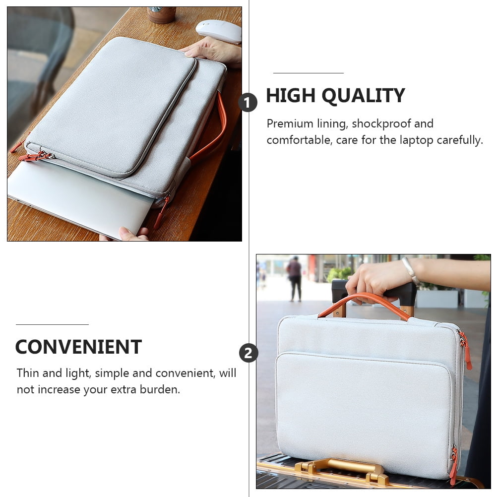 IBASETOY 1Pc Laptop Carrying Bag Light Grey Notebook Storage Bag with Simple Stylish Design and Multiple Layers