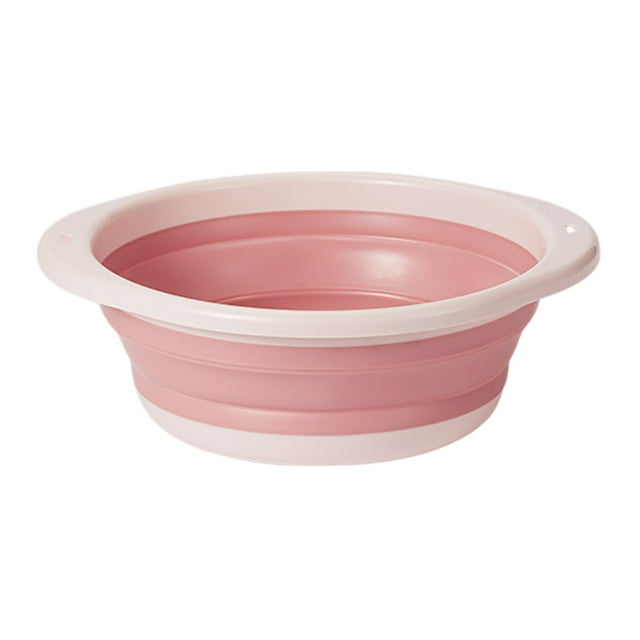 Maplenight Foldable Collapsible Wash Basin, Portable Sink, Lightweight Space-Saving Camping Dish Basin, RV Dorm Outdoor Utility Tub, Hanging Handles Pink