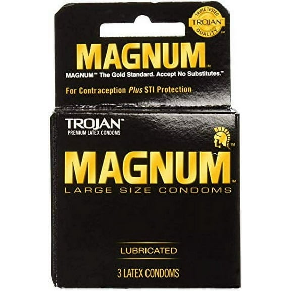 Trojan Magnum Lubricated Latex Condoms Contraception Protection Large 3 Ct