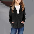 thumbnail image 2 of Odeerbi Kids Boys Girls Winter Fleece Lined Jacket Kids Toddler Hoodie Outwear Long Sleeve Pullover Sweatshirt 2024 Casual Top Teen Girl Clothes Coat with Pocket Black 8-9 Years, 2 of 5