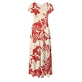 thumbnail image 4 of Robe d'Été pour Femmes 2024 Mode Grande Taille Col Rond Manches Courtes Imprimé Quotidien Décontracté Vintage Bohème Maxi Robe 50 % de Réduction Liquidation!, 4 of 5