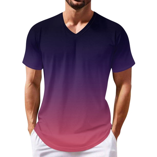 Summer Men's Popular T-shirt Printed V-neck Short Sleeved T-shirtS