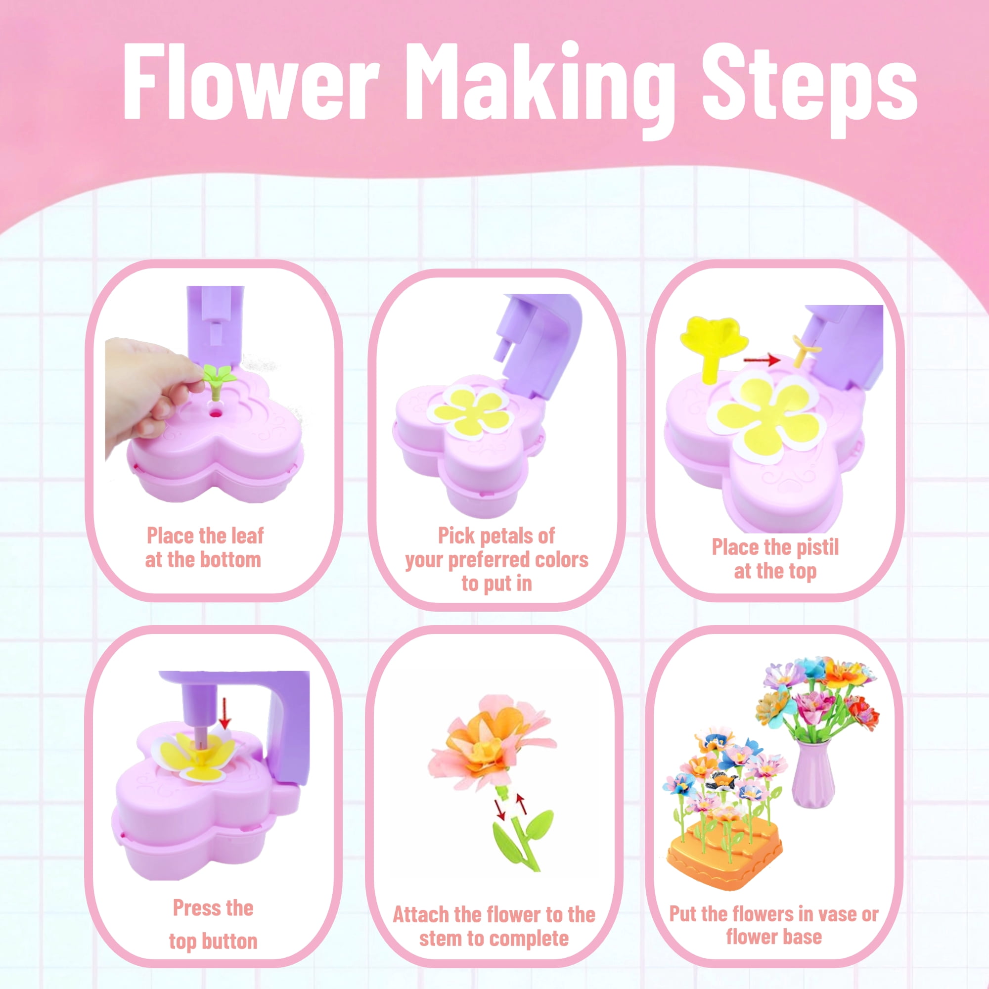 Glee Max Fabric Flower Bouquets Toys, Diy Craft Kits Toys for Kids, Educational Arts, Creative Activity, Christmas, Birthday Gift for 4+ Year Old Kids