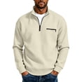 thumbnail image 5 of Daweinan Men's Quarter Zip Pullover Waffle Stand Collar Long Sleeve Pullover Sweatshirt with Zipper Chest Design Casual Loose Fit Athletic Workout Top, 5 of 6